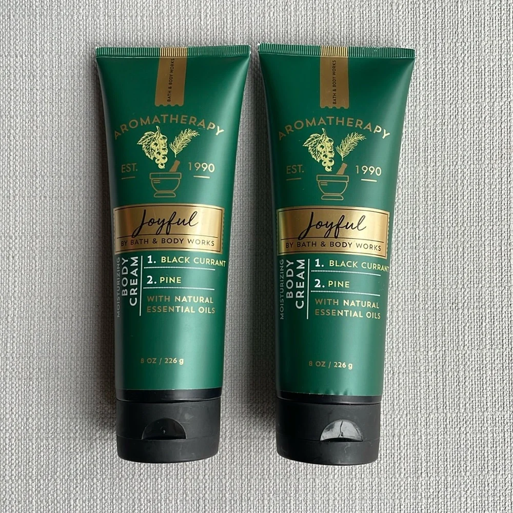 BATH & BODY WORKS AROMATHERAPY BODY CREAM JOYFUL BLACK CURRANT PINE 8 OZ x 2